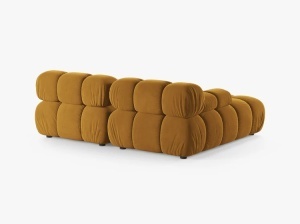 COLTAR MODULAR BELLIS, PE STANGA, GALBEN, CU TAPITERIE DIN CATIFEA BLUVEL, MICADONI - Img 3