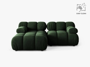 COLTAR MODULAR BELLIS, PE STANGA, VERDE SMARALD, CU TAPITERIE DIN CATIFEA VENUS, MICADONI