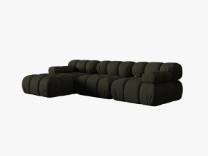 COLTAR MODULAR BELLIS, STANGA, 3 LOCURI, 285 CM, VERDE 77, TAPITERIE DIN CATIFEA 3D, DESIGN DEOSEBIT - Img 5