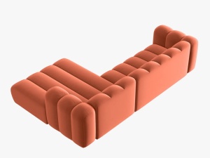COLTAR MODULAR LUPIN, DREAPTA, 4 LOCURI, 288 CM, CORAL 12, TAPITERIE DIN CATIFEA, DESIGN DEOSEBIT - Img 5