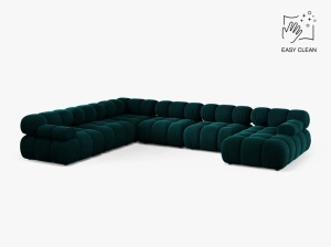 COLTAR MODULAR PANORAMIC BELLIS, PE STANGA PETROL INTENS, CU TAPITERIE DIN CATIFE VENUS, MICADONI