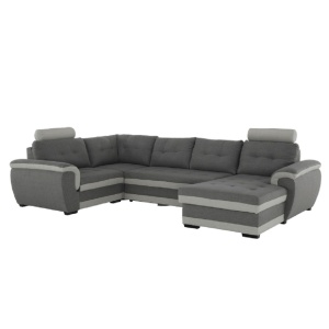 COLTAR RUBA MARE, FORMA U, MODEL DREAPTA, GRI INCHIS/GRI, DIN TEXTIL, EXTENSIBIL, SPATIU DEPOZITARE, STIL MODERN, TK - Img 1
