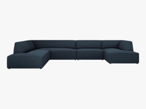 COLTAR RUBY, CU 7 LOCURI, PE STANGA, ALBASTRU MARIN, CU TAPITERIE DIN TEXTIL STRUCTURAT OTTAWA, MICADONI