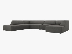 COLTAR RUBY, CU 7 LOCURI, PE STANGA, GRI INCHIS, CU TAPITERIE DIN CATIFEA REIATA MATA, MICADONI - Img 3