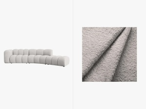 COLTAR SEMIROTUND LUPIN, DREAPTA, 5 LOCURI, 335 CM, GRI DESCHIS 2085, TAPITERIE BOUCLE, DESIGN DEOSEBIT - Img 4