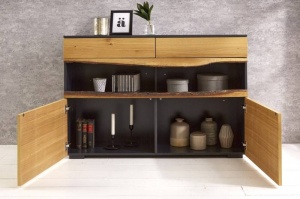 COMODA 120CM, WILD, COD 40064, DIN LEMN MASIV SI MDF, STIL VINTAGE - Img 2