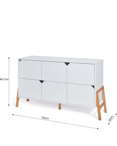 COMODA ALBA CU 6 SERTARE PENTRU CAMERA BEBELUSI LOTTA DESIGN SCANDINAV BA - Img 2