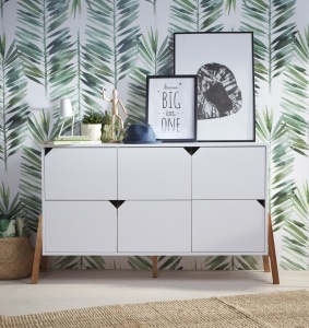 COMODA ALBA CU 6 SERTARE PENTRU CAMERA BEBELUSI LOTTA DESIGN SCANDINAV BA