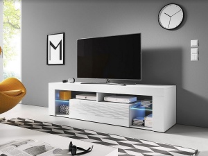 COMODA ALBA CU TELECOMANDA SI LED RTV EVEREST 160 cm - DESIGN MODERN