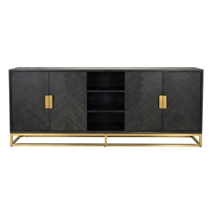 COMODA BLACKBONE, 225 CM, NEGRU/AURIU, DIN FURNIR DE STEJAR SI METAL, RICHMOND INTERIORS - Img 3