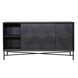COMODA BLAX, 160 CM, NEAGRA, DIN FURNIR DE STEJAR SI METAL, STIL MODERN, B2 - Img 4