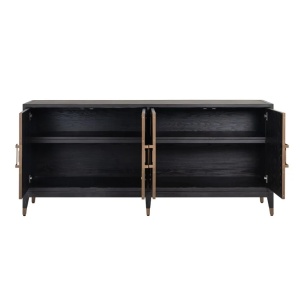 COMODA BLOOMVILLE, 193 CM, BEJ/NEGRU/AURIU ANTICHIZAT, DIN FURNIR DE STEJAR,PIELE ECO SI METAL, RICHMOND INTERIORS - Img 4