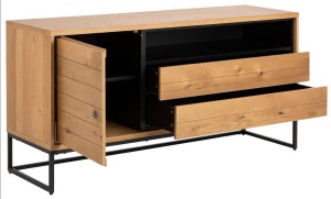 COMODA DIN MDF, FURNIR SI METAL, DALARNA 3, NATUR, STIL INDUSTRIAL, B2 - Img 3