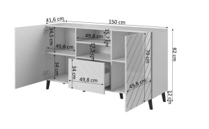 COMODA ELEGANTA, ABETTO 150CM, DIN PLACI LAMINATE SI MDF, NEGRU, DESIGN MODERN - Img 3