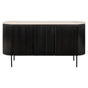 COMODA HAMPTON, 160 CM, BEJ/NEGRU, DIN MDF , METAL SI TRAVERTIN, RICHMOND INTERIORS - Img 2