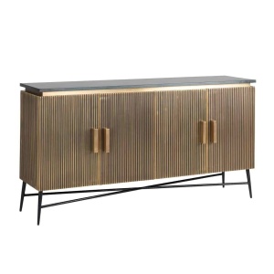 COMODA IRONVILLE, 160 CM, NEGRU/AURIU, DIN MDF, MARMURA SI METAL, RICHMOND INTERIORS