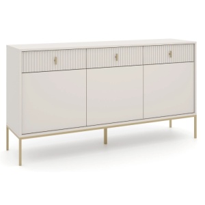 COMODA LIVING 155CM, ARTIM MEBLE, CU 3 USI, REALIZATA DIN MDF, CULOARE BEJ/AURIU, STIL MODERN - Img 6