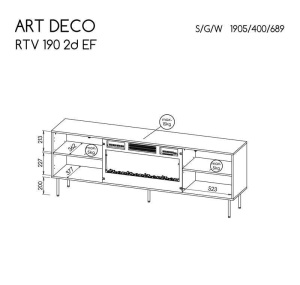 COMODA LIVING, ART DECO-RTV-EF-OW 190CM, MDF LAMINAT, PAL SI METAL, STIL MODERN, CAMA