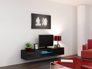 COMODA LIVING CU LED RTV VIGO 180 NEAGRA DESIGN MODERN CM
