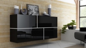 COMODA LIVING GOYA NEGRU/ALB DESIGN MODERN CM
