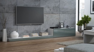 COMODA LIVING RTV LIFE ALB/GRI DESIGN MODERN CM