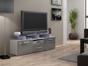 COMODA RTV CU LED EVORA ALB/GRI LUCIOS DESIGN MODERN CM