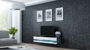 COMODA RTV LIVING CU LED VIGO 140 GRI/ALB DESIGN MODERN CM