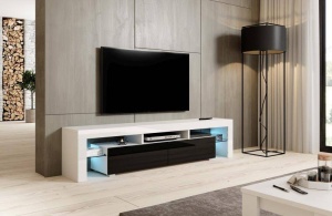 COMODA RTV LIVING TORO 200, ALB-NEGRU, DESIGN MODERN CM