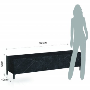 COMODA TV 160CM, EDDY BLACK, COD 4686, STIL MODERN, REALIZATA PANOURI LAMINATE, EFECT MARMURA NEAGRA - Img 5