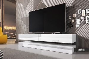 COMODA TV AVIATOR DE CULOARE ALBA 140CM DESIGN MODERN - Img 4