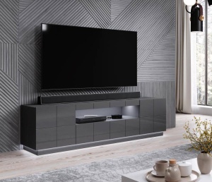 COMODA TV, CAMA-REJA-RTV-GRA/GRA, DIN PLACI LAMINATE SI MDF DIVERSE NUANTE, DESIGN MODERN - Img 2