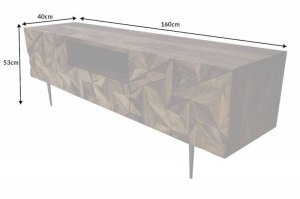 COMODA TV DIN LEMN SHEESHAM, STONE 160CM, DIN LEMN SI METAL, REALIZAT MANUAL, ARTIM GROUP SELECTION - Img 2
