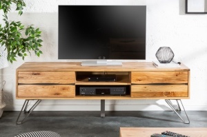 COMODA TV LIVING 160CM, EDGE, LEMN MASIV STEJAR, STIL INDUSTRIAL, ARTIM GROUP SELECTION