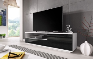 COMODA TV LIVING MUZA ALB/NEGRU DESIGN MODERN CM