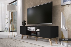 COMODA TV VERO DE CULOARE NEAGRA MAT 150CM DESIGN SCANDINAV - Img 2