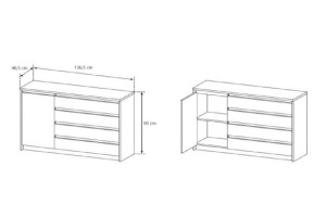 COMODA XELO 1D4S 136 ALB/STEJAR AURIU DESIGN SCANDINAV LSK - Img 2