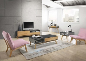 CONSOLA/BIROU ROMA C DIN MDF SI FURNIR CU SERTAR DESIGN SCANDINAV SIGNAL - Img 2