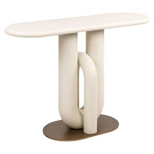 CONSOLA WINSLOW 214124, CONFECTIONATA DIN METAL SI MDF, CULOAREA ALB/AURIU, STIL MODERN