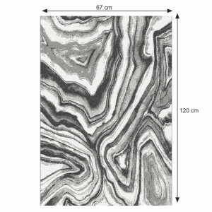 Covor, alb/negru/model, 67x120, SINAN, 0000267963