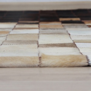 Covor de lux din piele, alb/maro/negru, patchwork, 140x200, PIELE DE VITĂ TYP 7, 0000188792 - Img 2