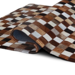 Covor de lux din piele, maro/negru/alb, patchwork, 200x304, PIELE DE VITĂ TIP 3, 0000188842 - Img 4