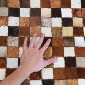 Covor de lux din piele, maro/negru/alb, patchwork, 200x304, PIELE DE VITĂ TIP 3, 0000188842 - Img 5