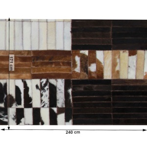 Covor de lux din piele, negru/maro/alb, patchwork, 171x240, PIELE DE VITĂ TIP 4, 0000188865 - Img 8