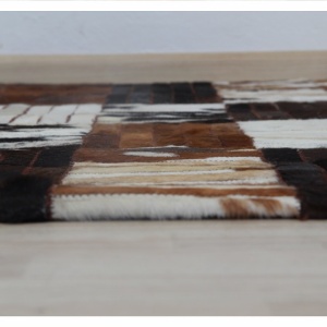 Covor de lux din piele, negru/maro/alb, patchwork, 201x300, PIELE DE VITĂ TIP 4, 0000188866 - Img 5