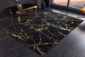 COVOR, MARMURA 160X240CM, NEGRU/AURIU, POLIESTER/BUMBAC, ARTIM GROUP SELECTION