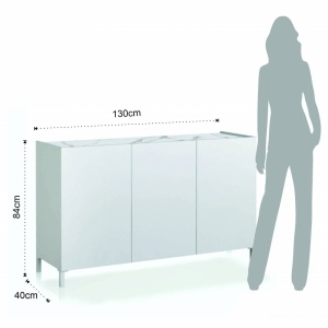 DULAP/BUFET 130CM, EDDY, COD 4381, STIL MODERN, REALIZATA PANOURI LAMINATE, ALB HIGH GLOSS - Img 6