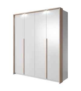 DULAP DORMITOR XELO 185 ALB/STEJAR - DESIGN MODERN - Img 1