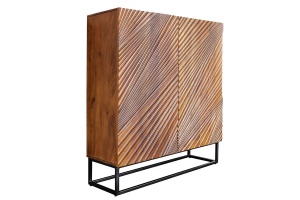 DULAP LIVING 120CM, LINE ART, MARO/NATUR, DIN LEMN MASIV DE MANGO, MDF SI CADRUL DIN METAL
