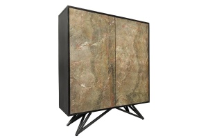 DULAP LIVING 120CM, MOUNTAIN SOUL, ASPECT DE PIATRA/MARO, DIN LEMN MASIV DE SALCAM SI FURNIR CU ASPECT DE PIATRA SI CADRUL DIN METAL - Img 5