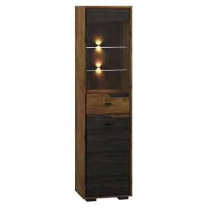 DULAP/VITRINA SHELVE 03 DIN PLACI LAMINATE DE CALITATE SI STICLA CU 2 USI CULOARE STEJAR